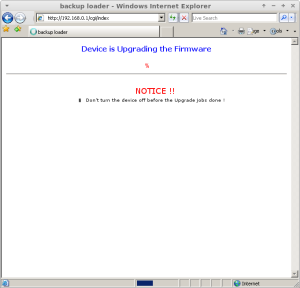 D-Link DIR-825 B2 after clicking "Update" in Firmware Recovery Mode, using IE7 on Wine in Linux