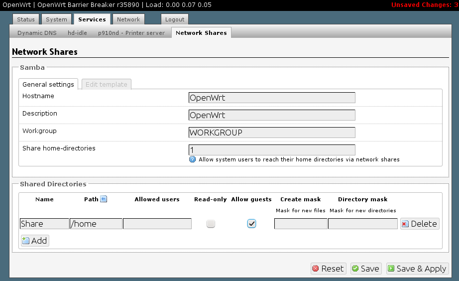 Simple Samba set-up with read/write access for all clients on local network.