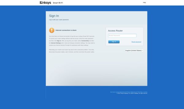 WebUI of the Linksys factory firmware, prompting for the device admin password.