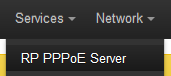 RP PPPoE Server Menu Item